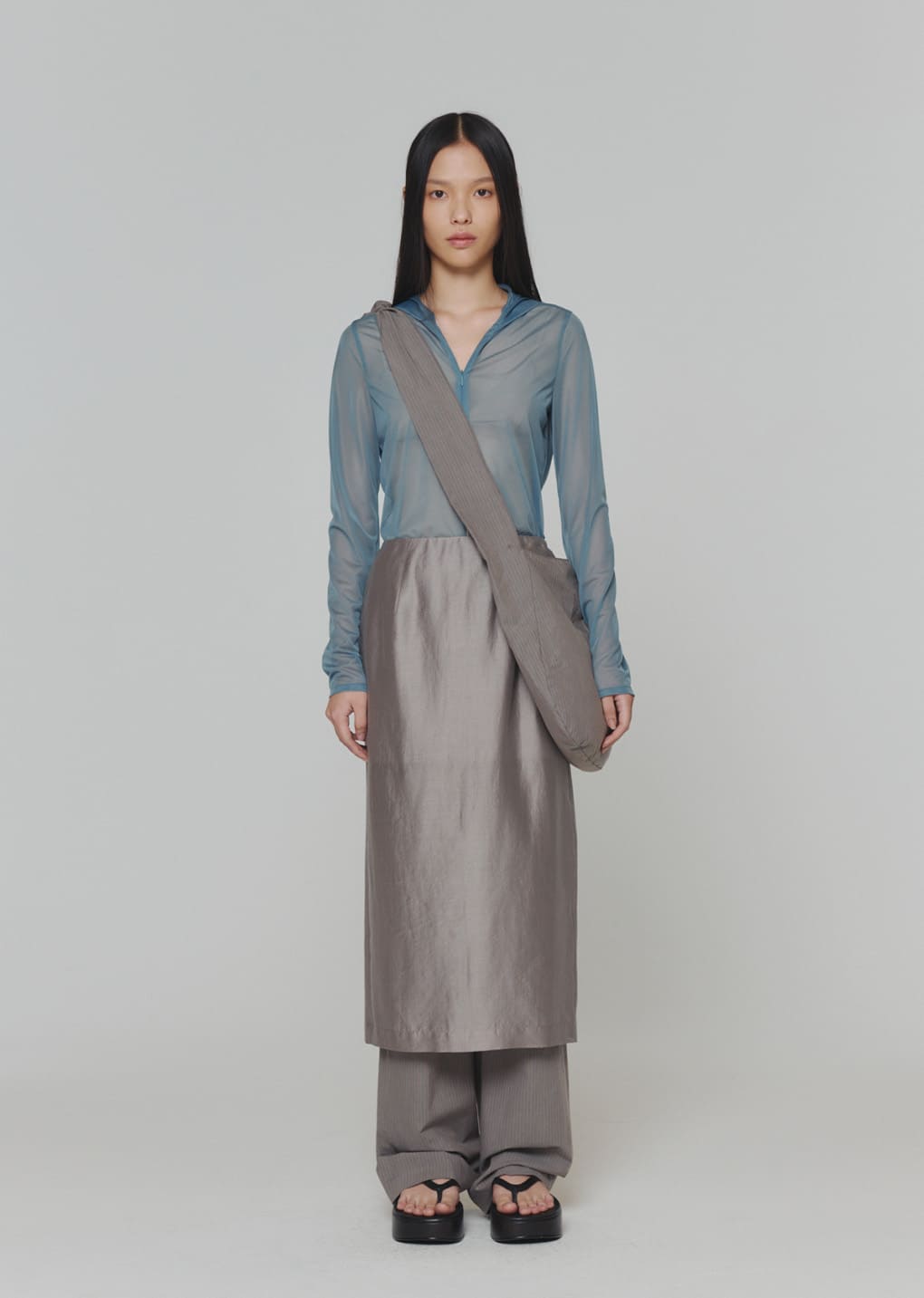 stripe banding pants, grey hover