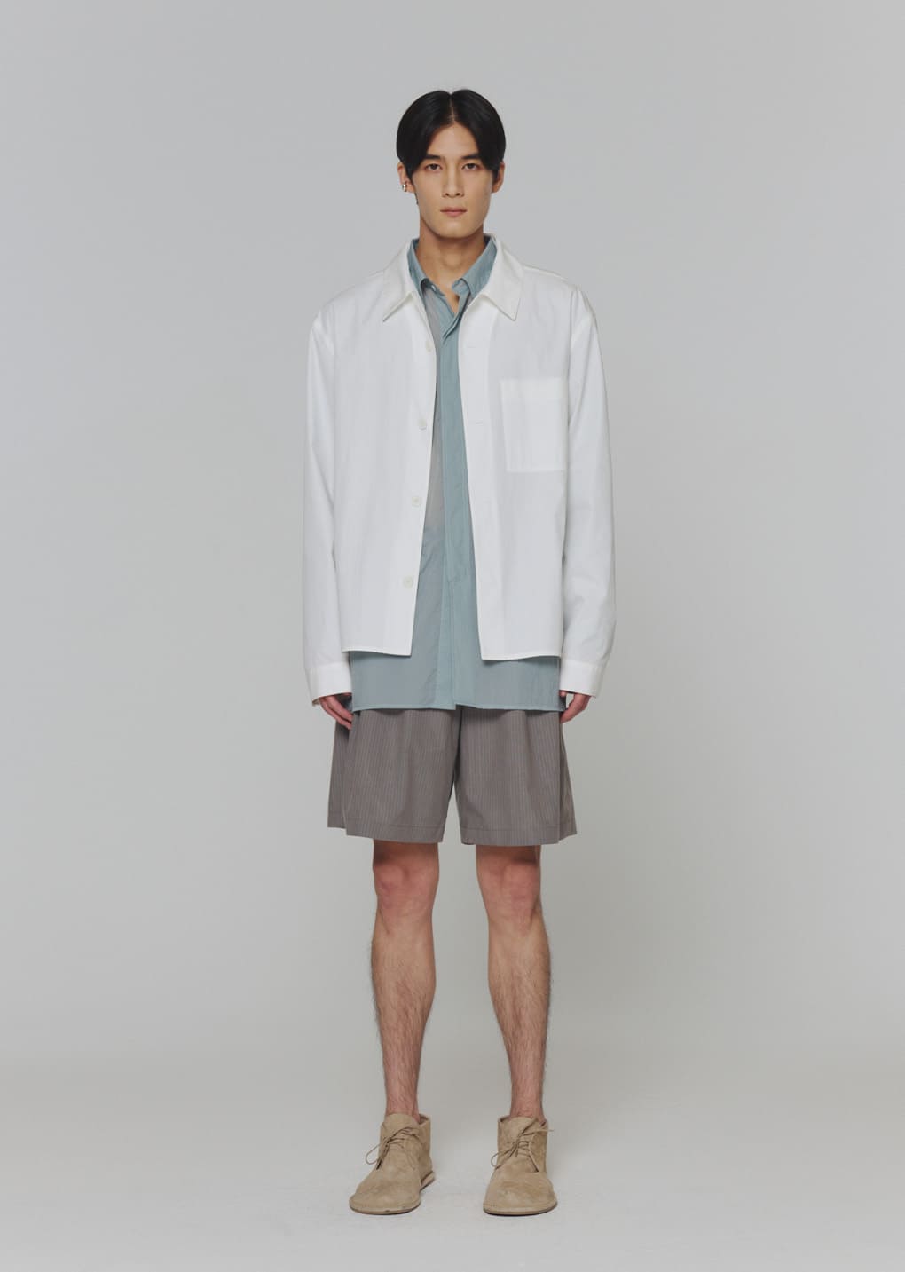 stripe banding shorts, grey