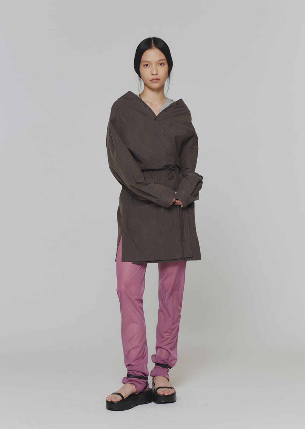 stripe shirts dress, brown
