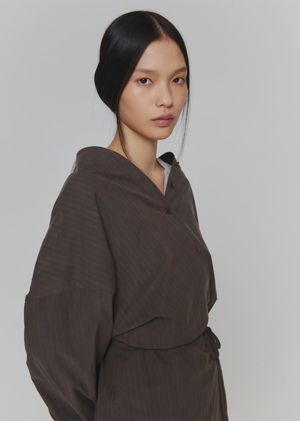 stripe shirts dress, brown