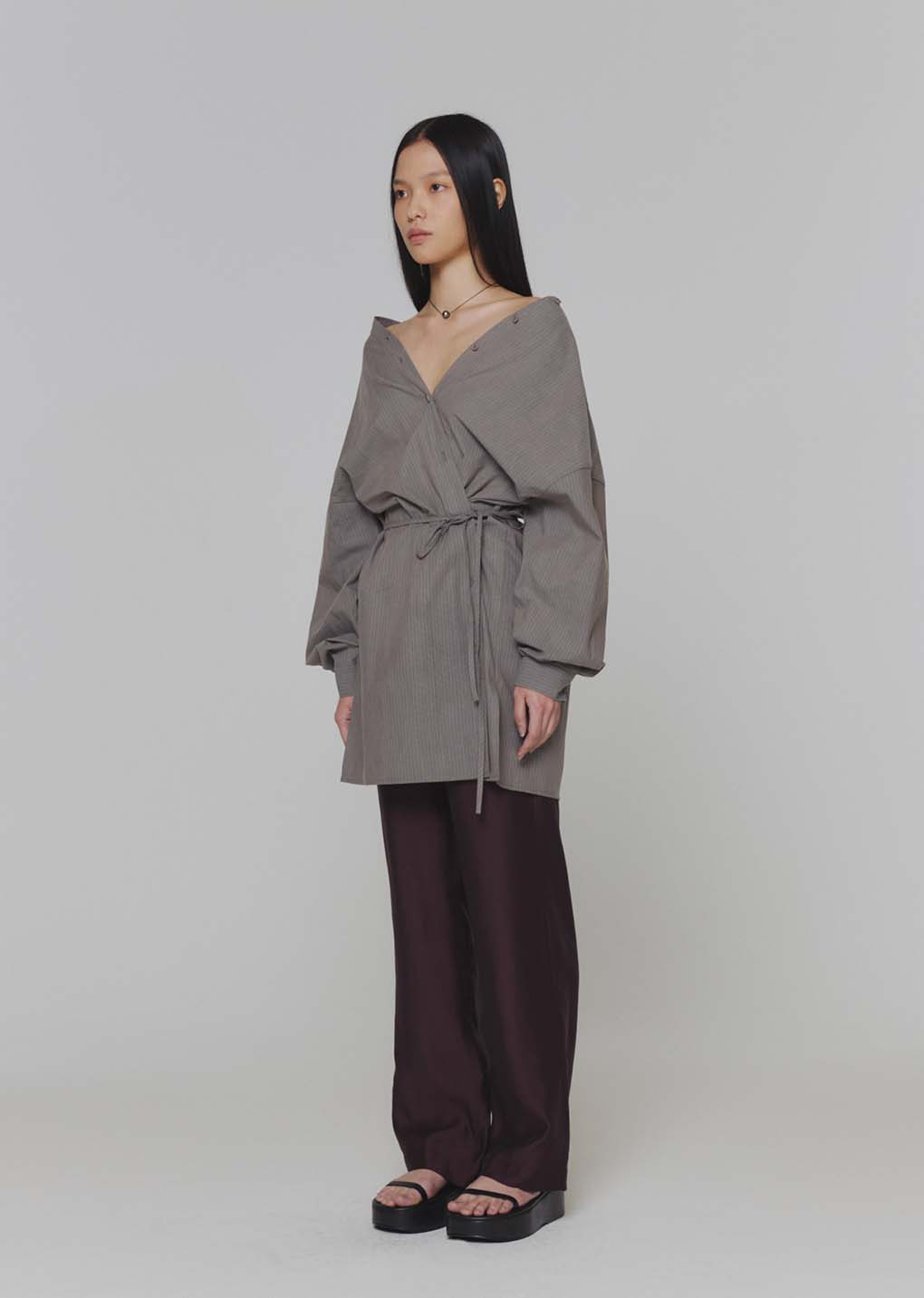 stripe shirts dress, grey