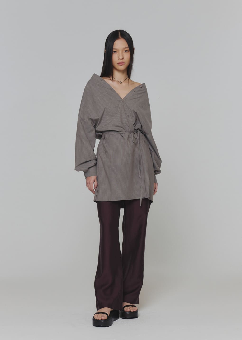 stripe shirts dress, grey