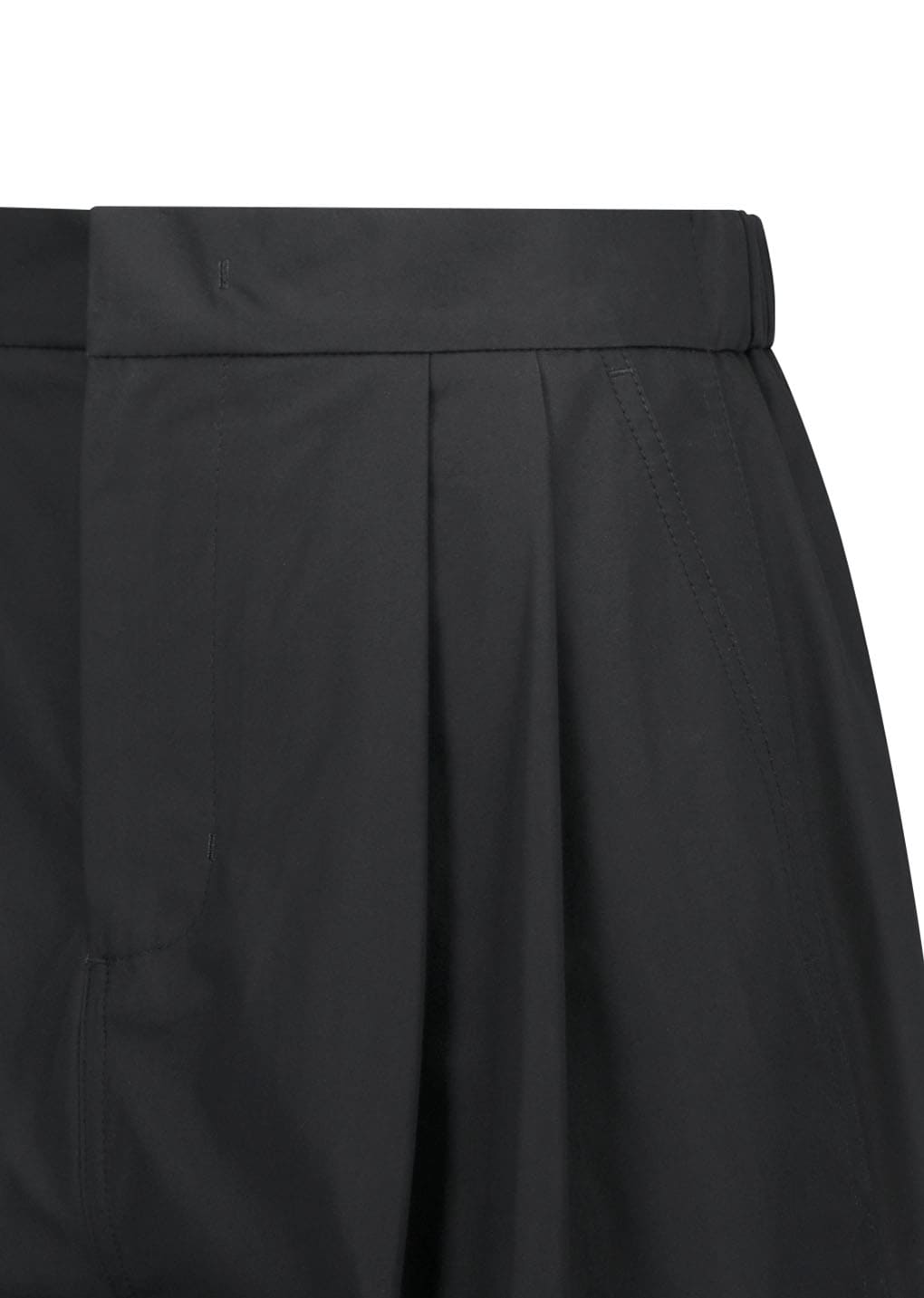two tuck wide shorts, black