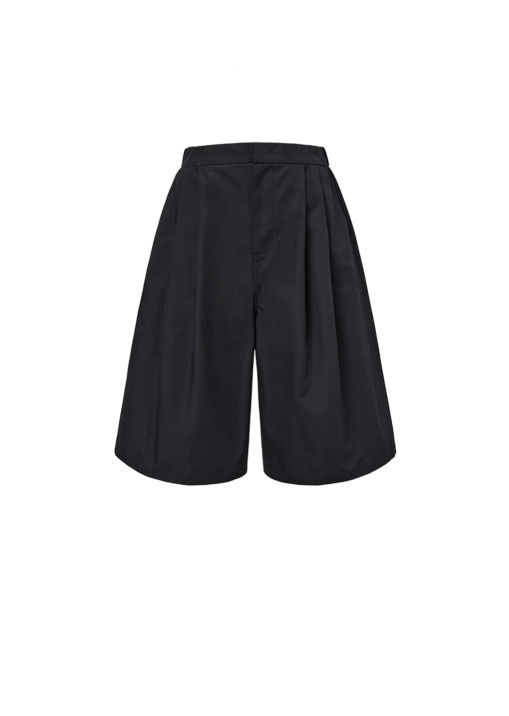 two tuck wide shorts, black