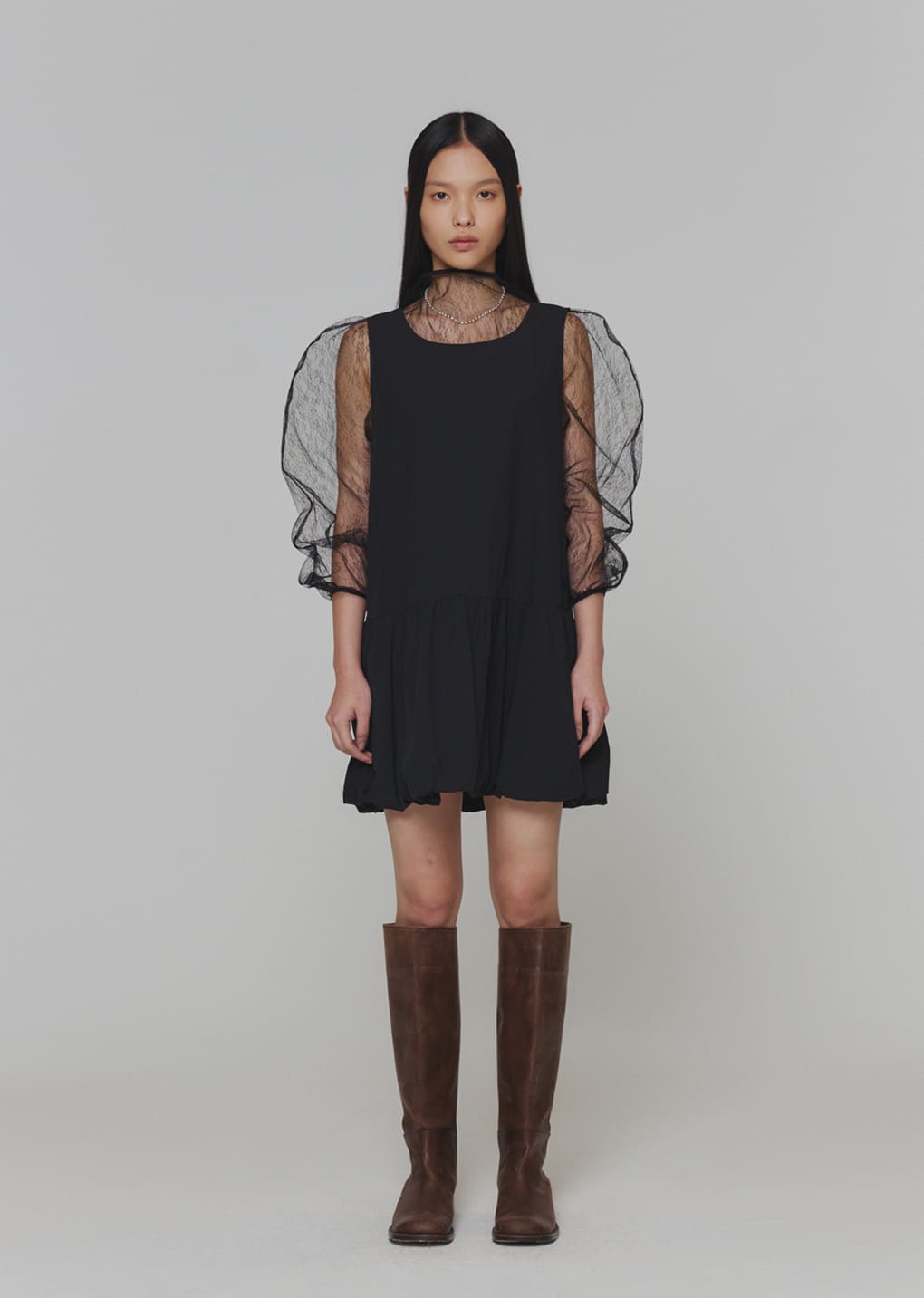 volume mini dress, black hover