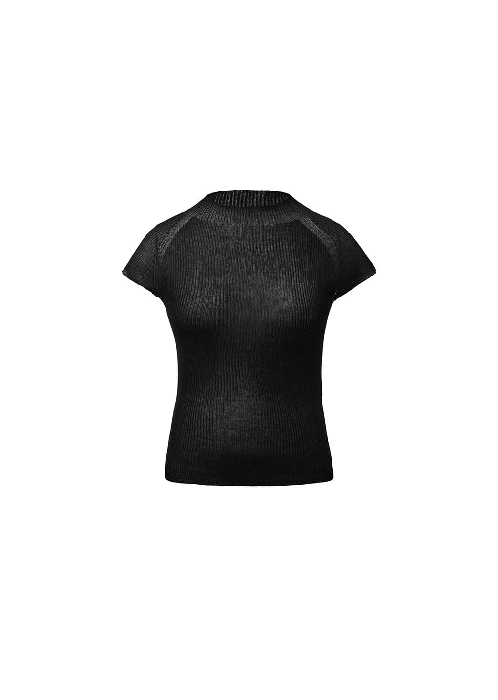 wholegarment cap sleeve knit top, black