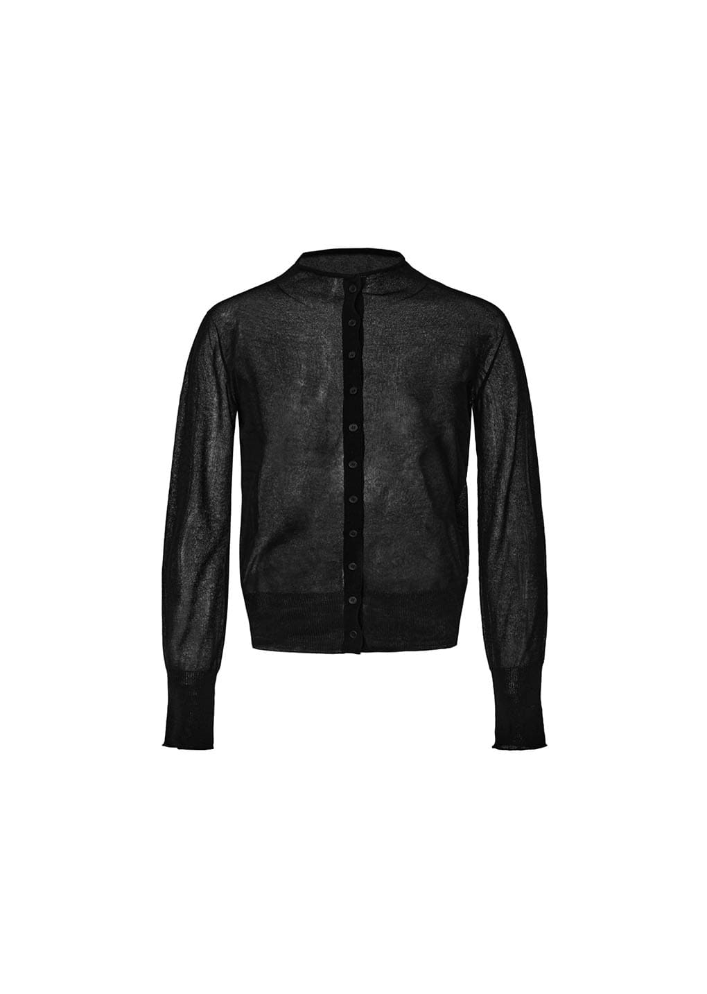 wholegarment sheer cardigan, black