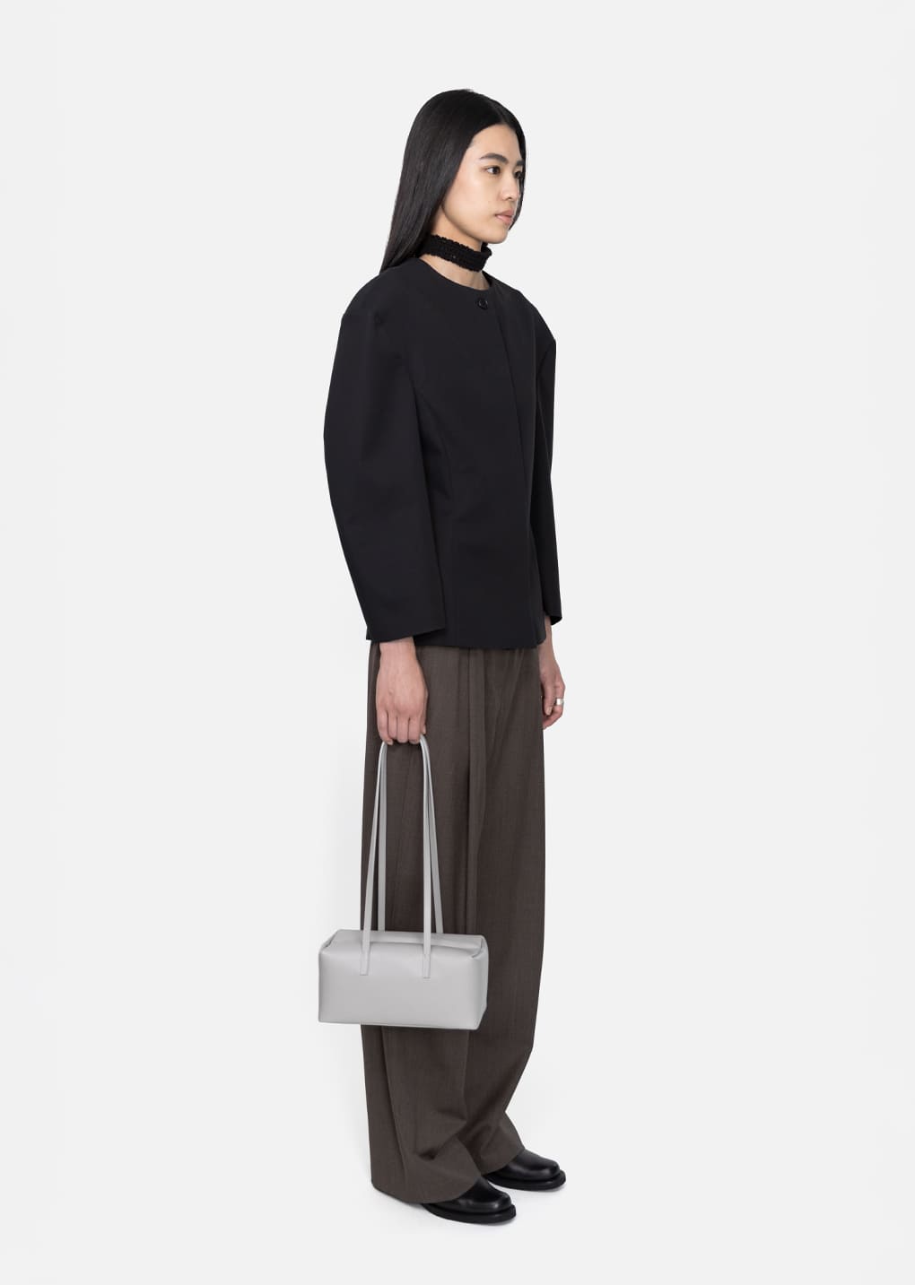 wide tuck pants, brown