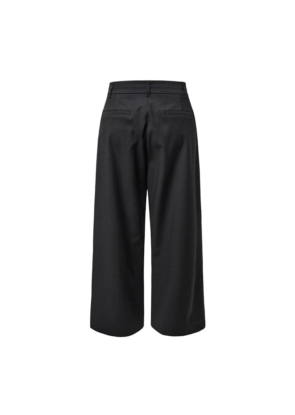 wide tuck pants, black
