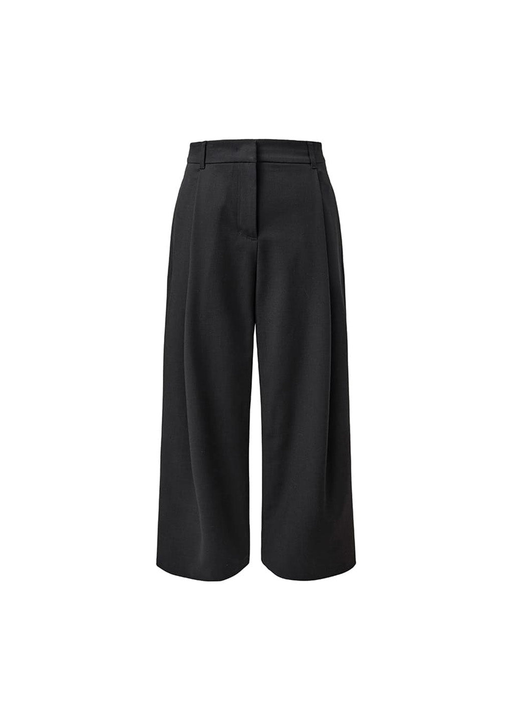 wide tuck pants, black