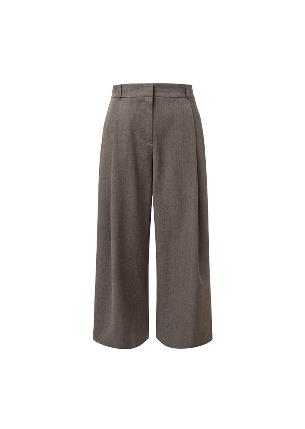 wide tuck pants, brown