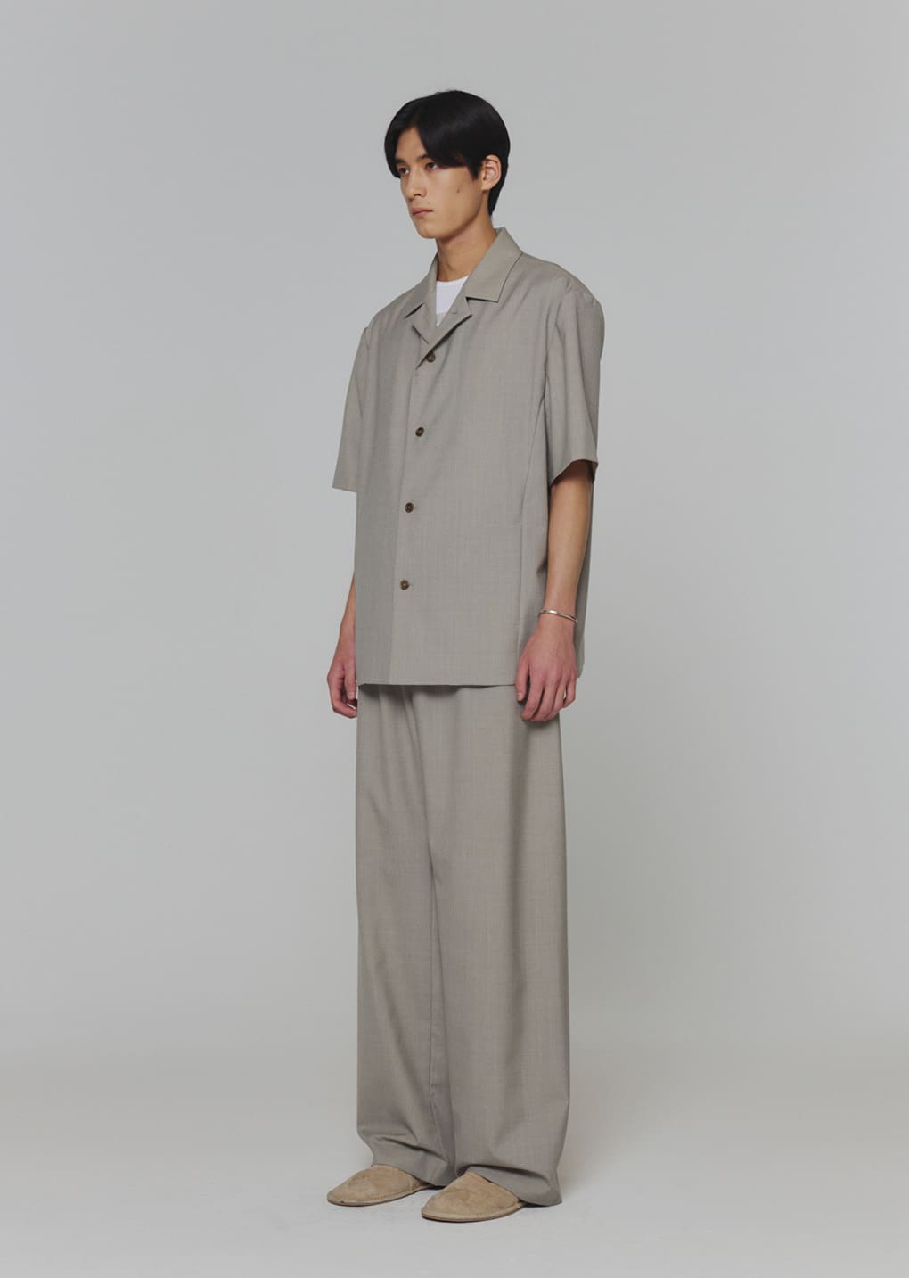 wool button up shirts jacket, beige