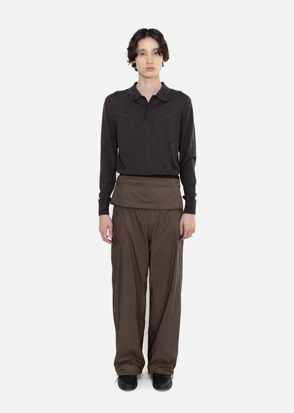 wool collar knit, charcoal