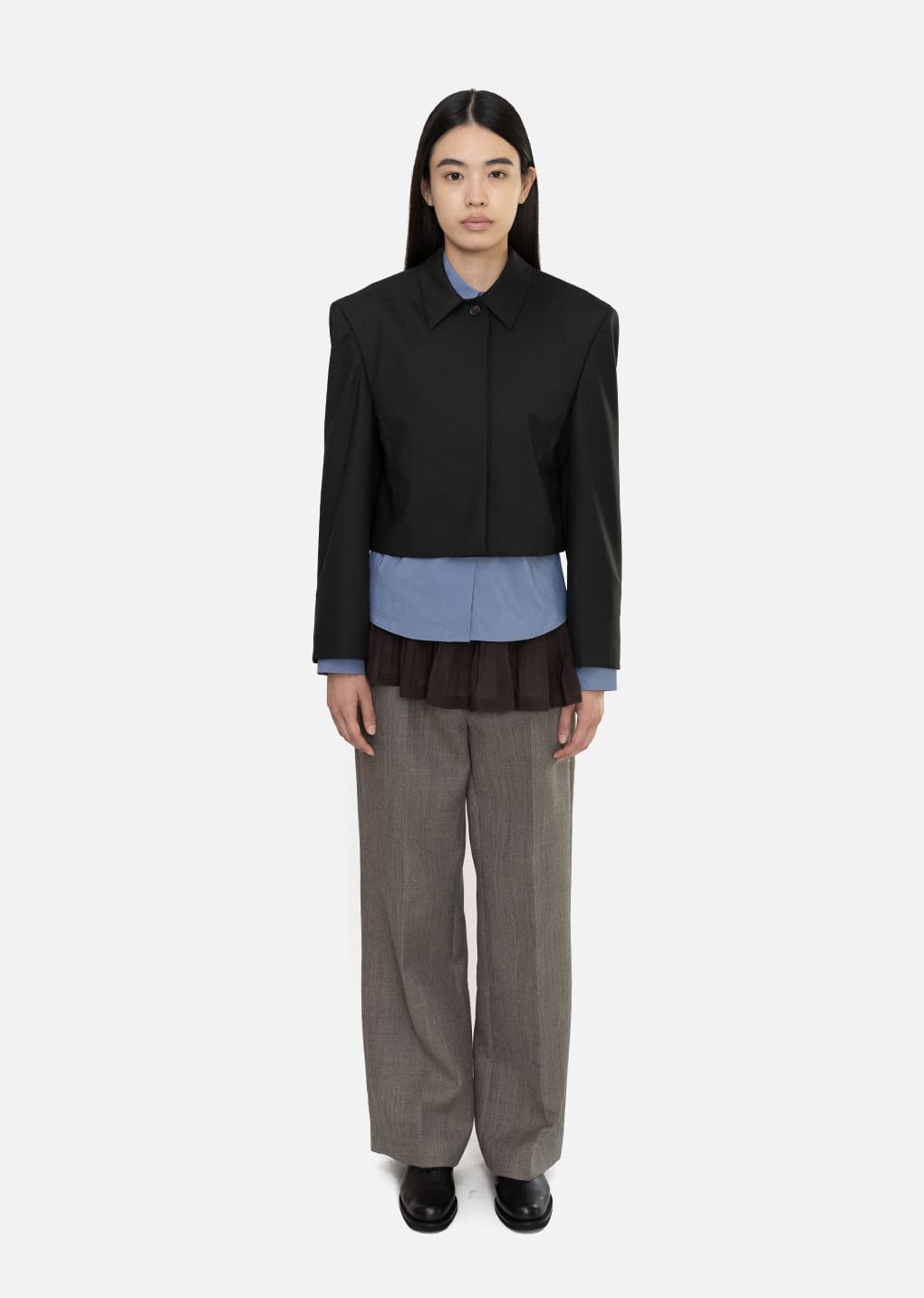 wool flared pants, grey beige