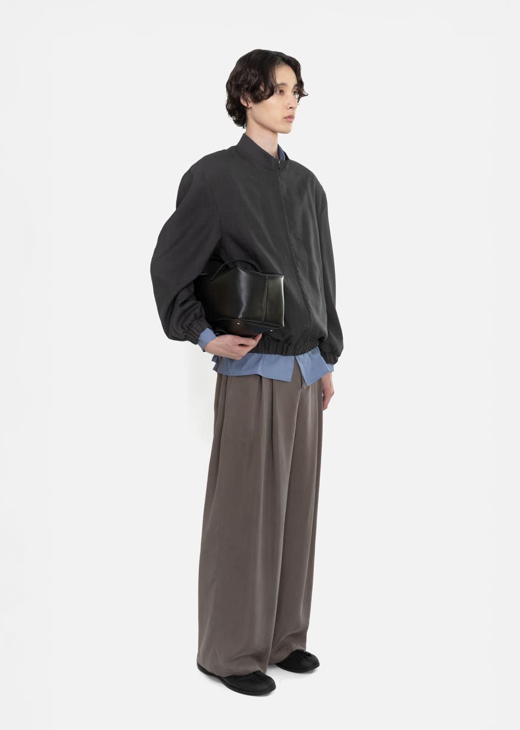 wool oversize blouson, charcoal