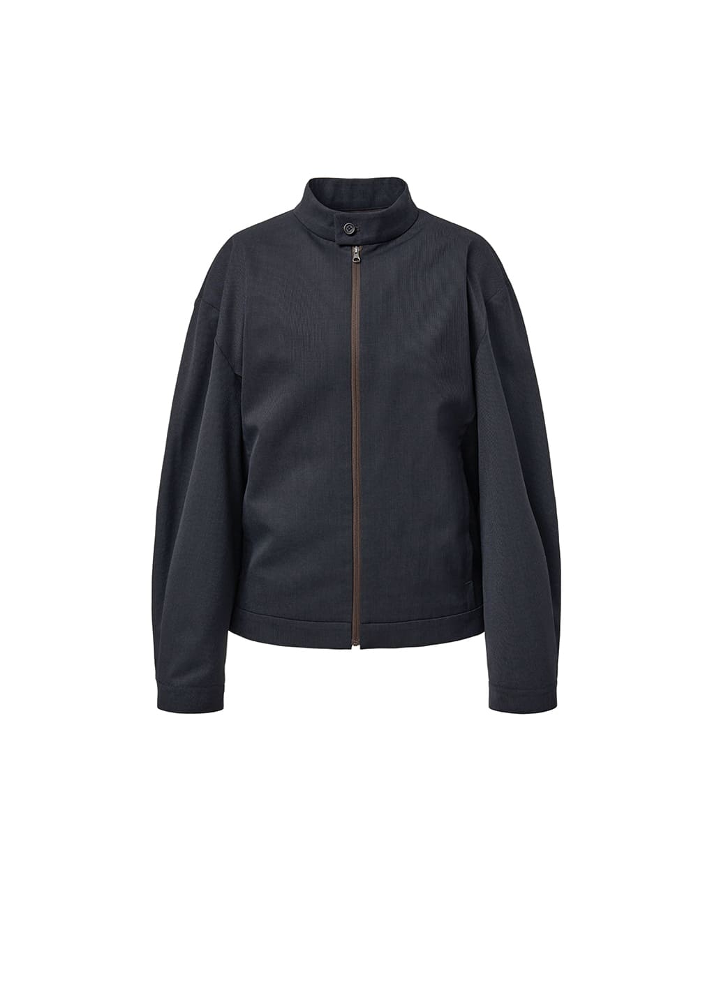 wool stripe zip-up jumper, black