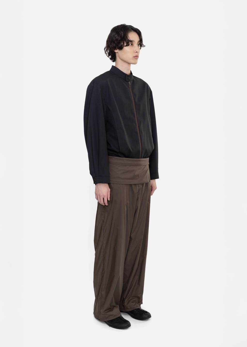 wool stripe zip-up jumper, black