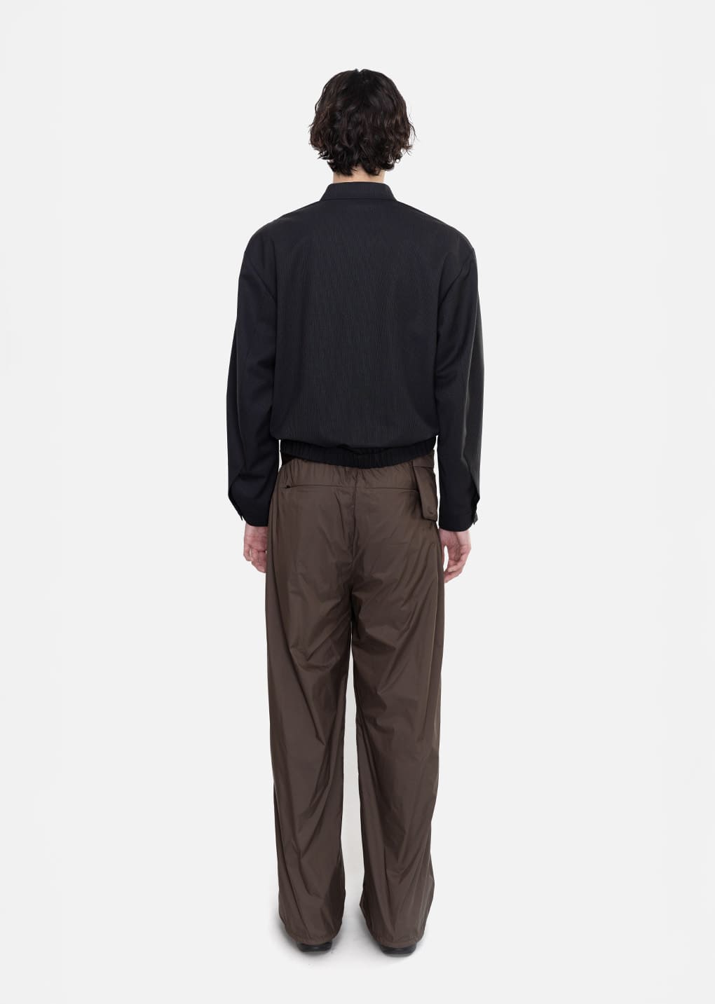 wool stripe zip-up jumper, black