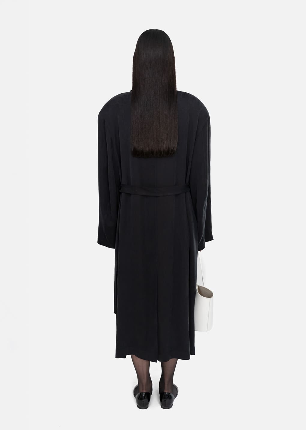 cupro oversize trench coat, black