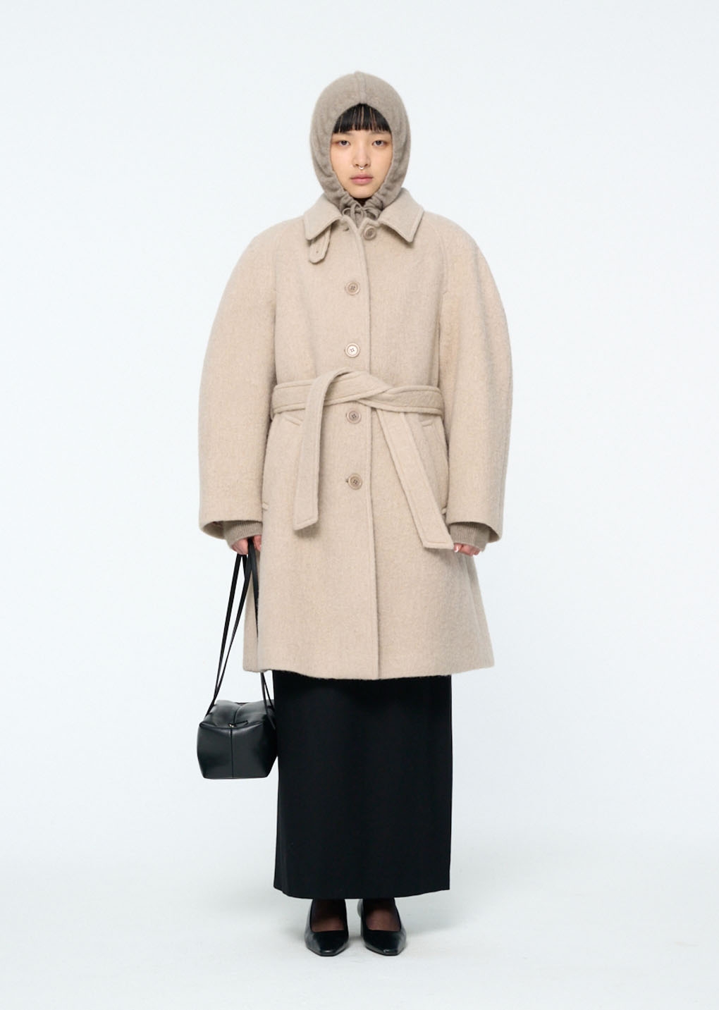 alpaca raglan coat, ivory hover