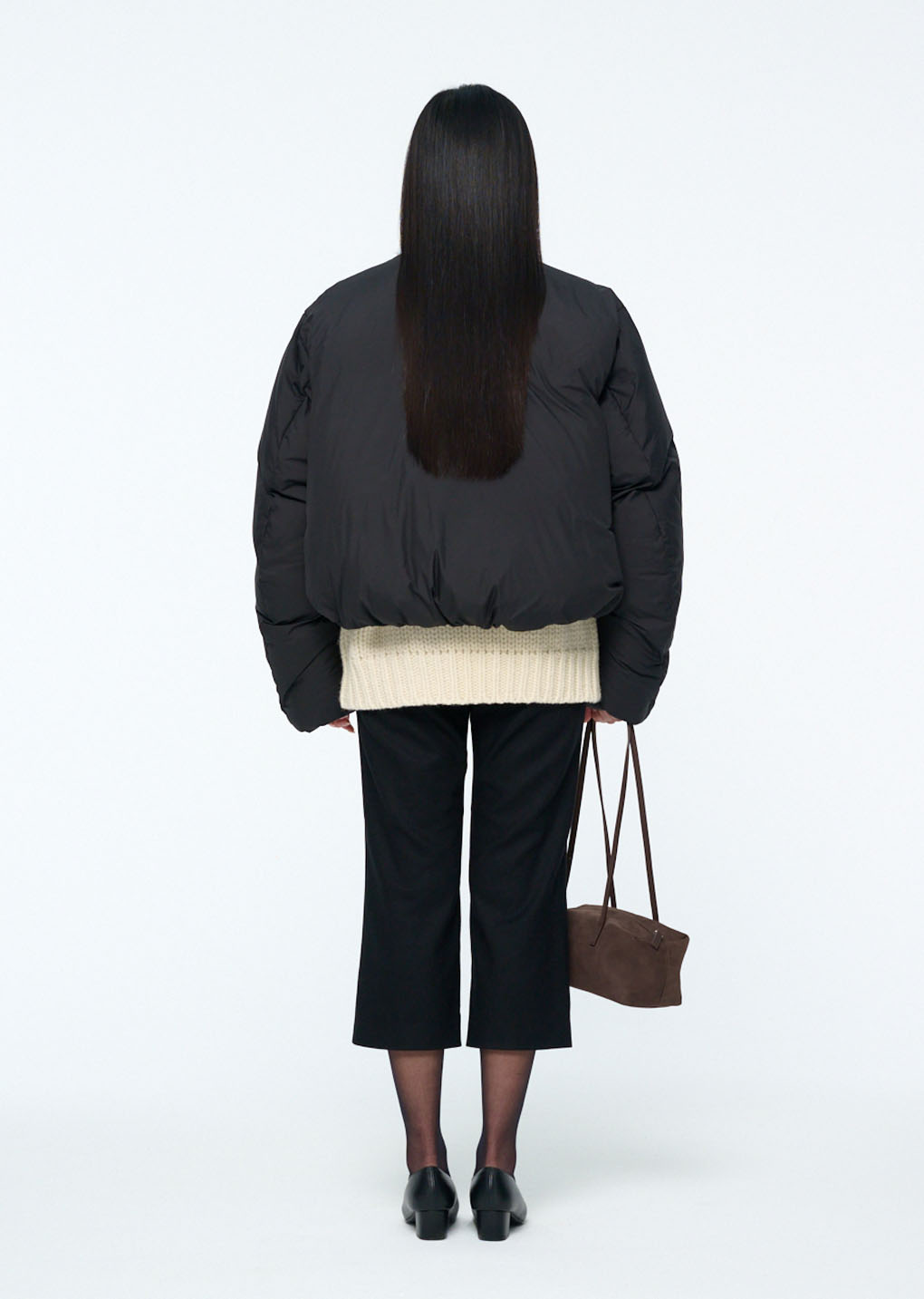 cropped puffer, black