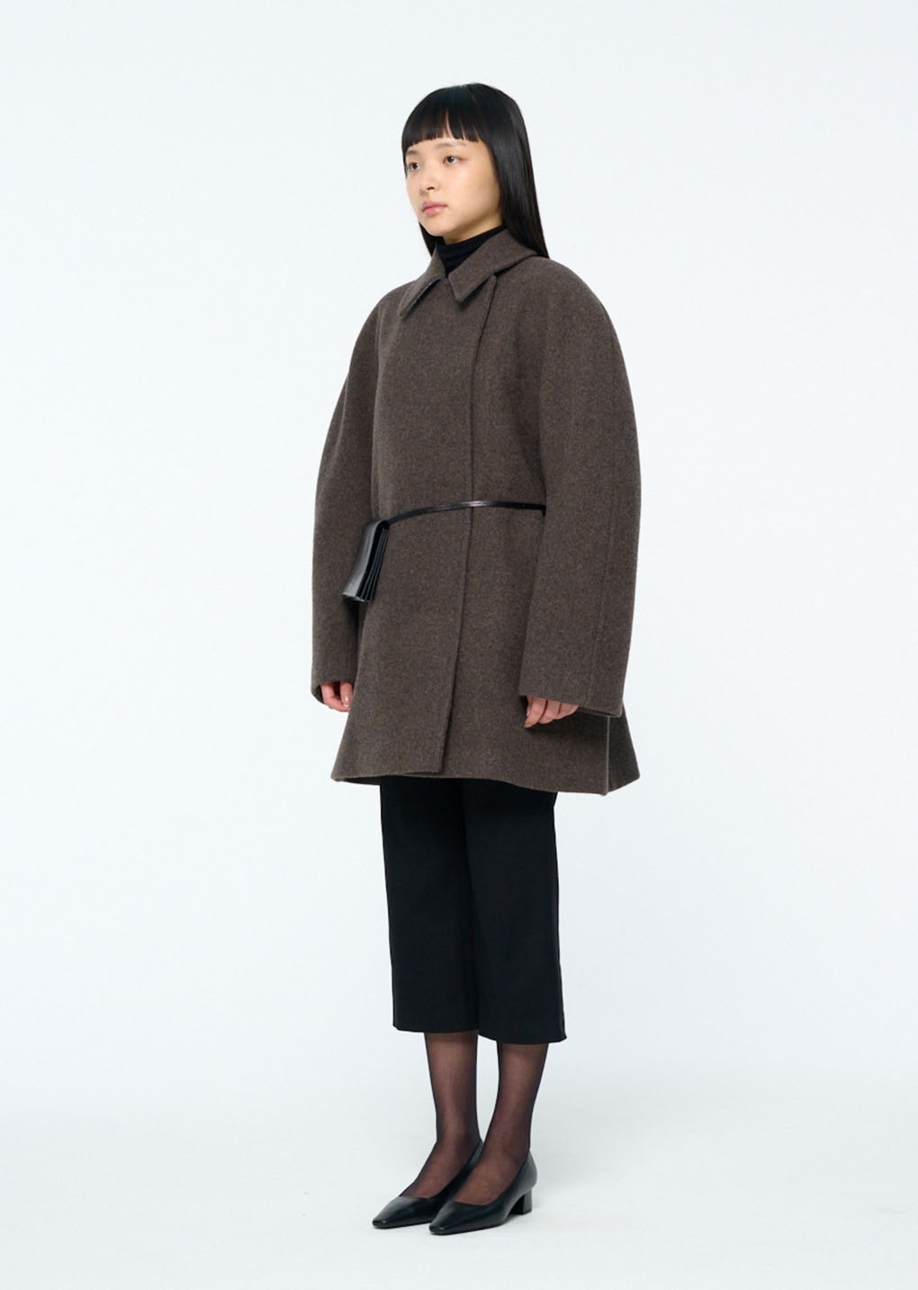 round shape coat, brown