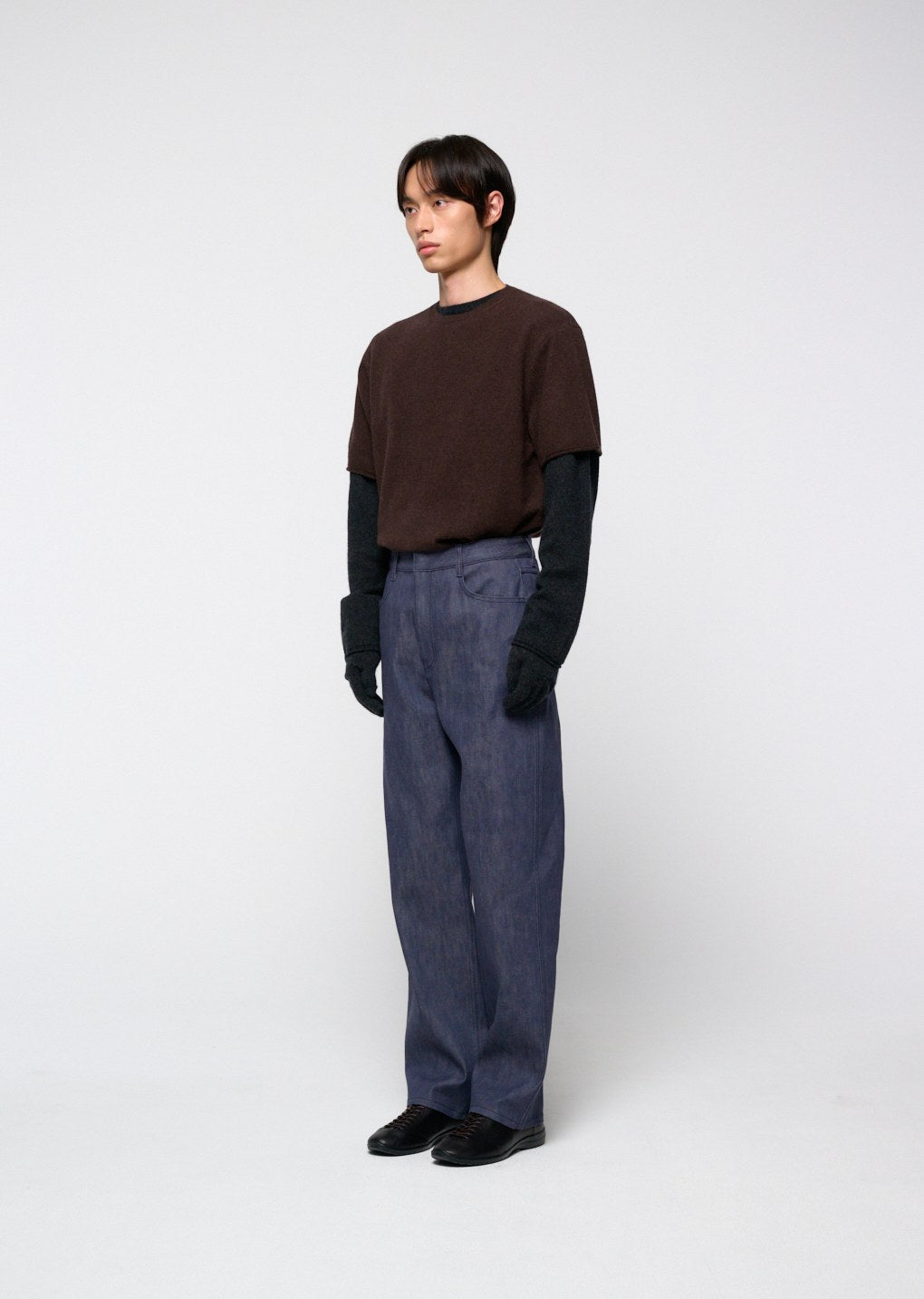 cashmere easy half sleeve knit, brown