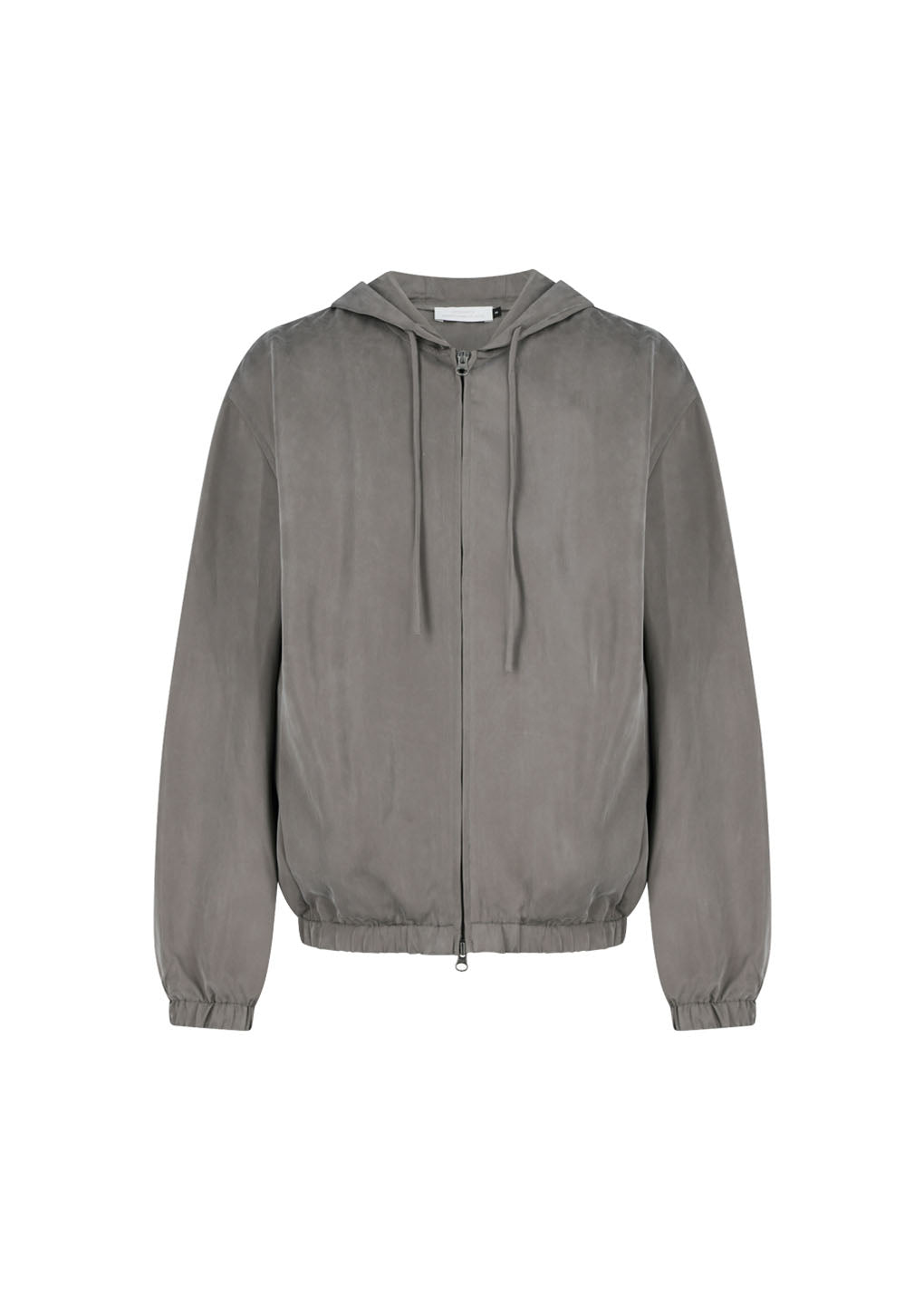 cupro hood zip up jumper, grey