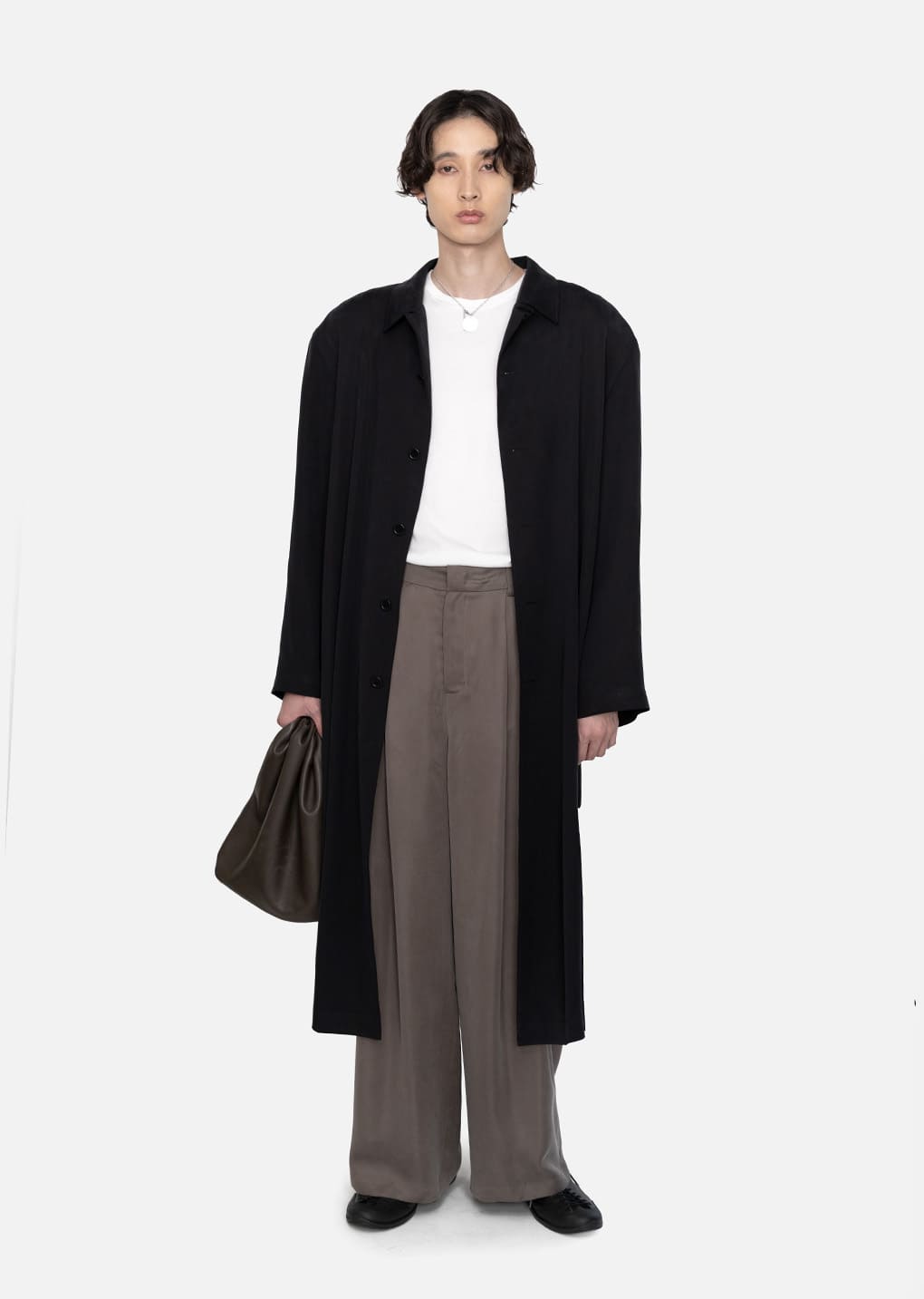 cupro oversize trench coat, black hover