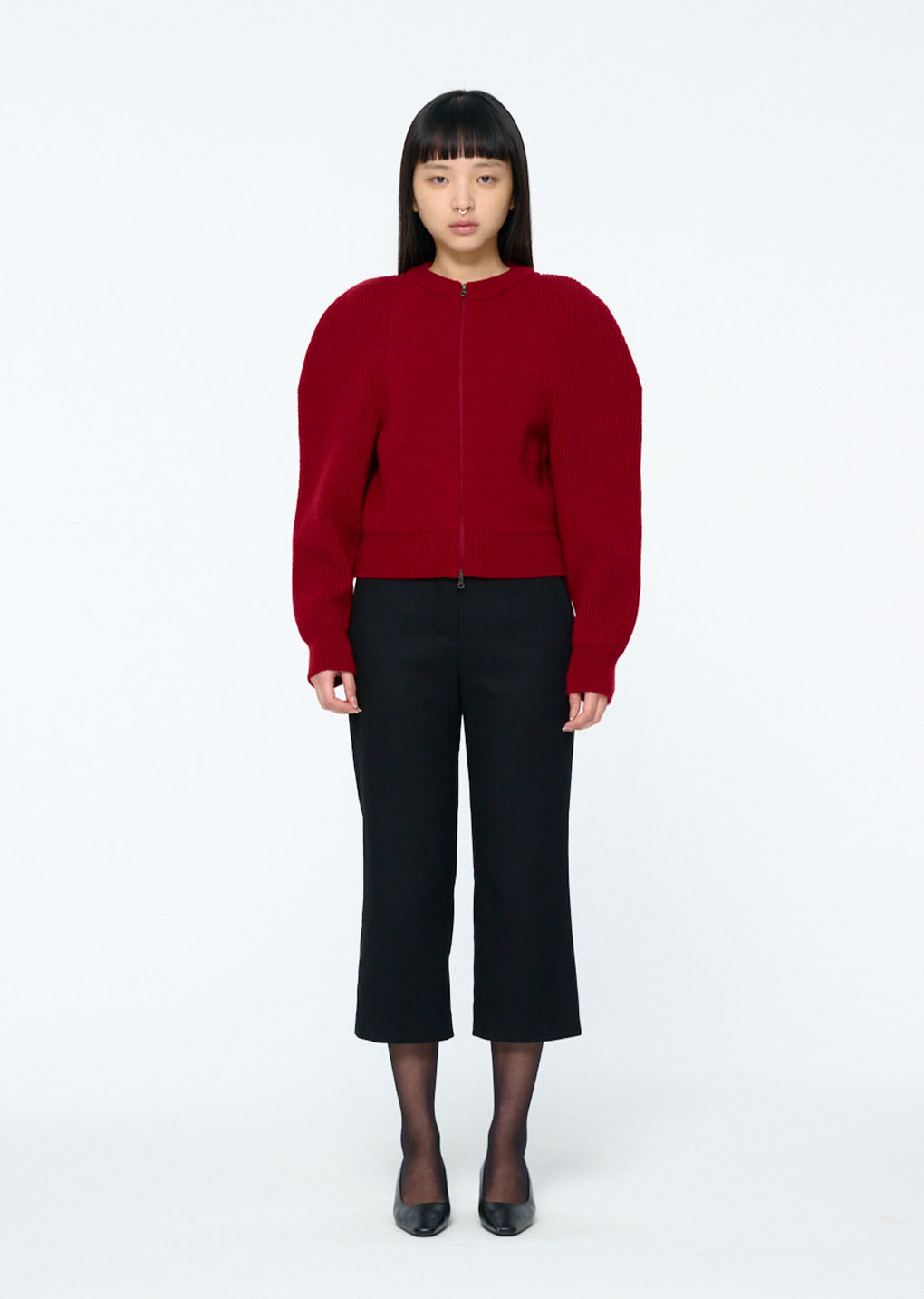 cut out rounded cardigan, red hover