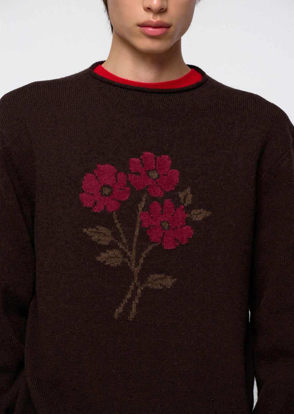 cashmere crewneck knit, red