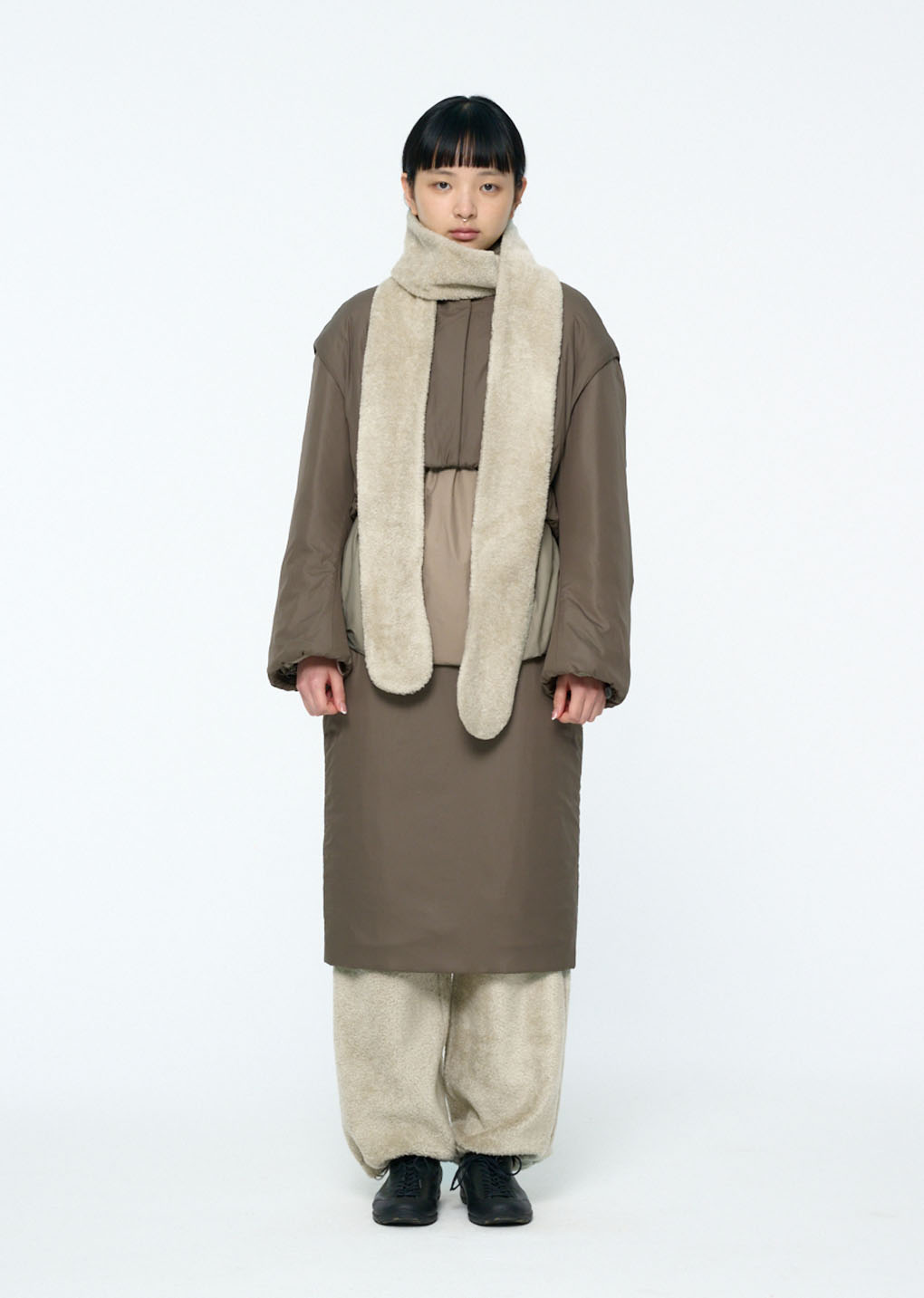 fluffy glove scarf, grey hover