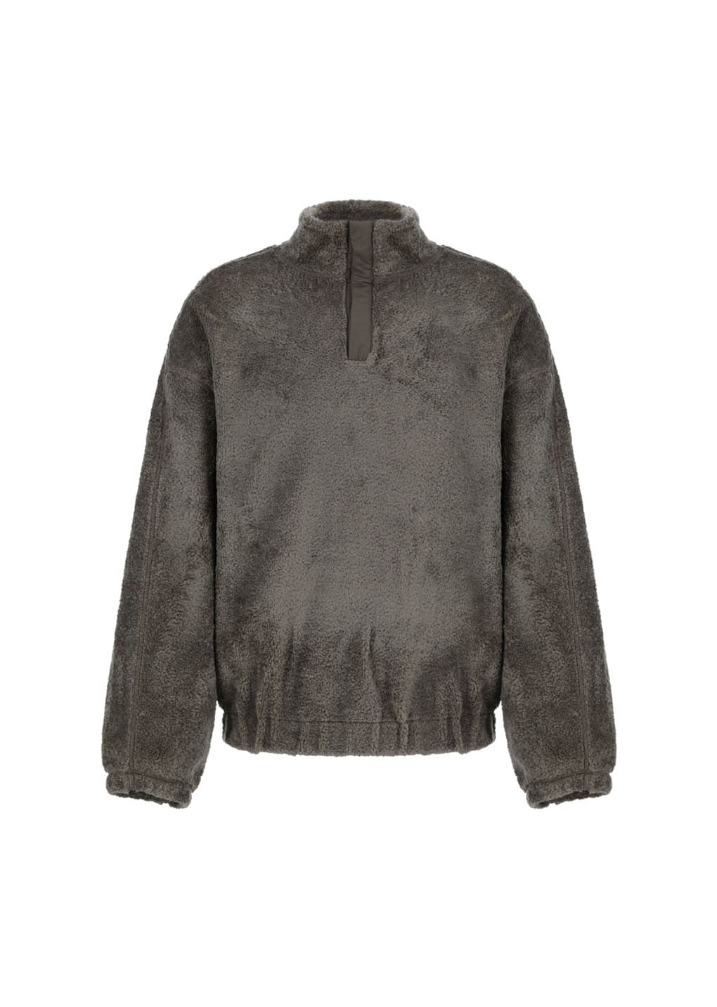 fluffy oversized half neck pullover, khaki