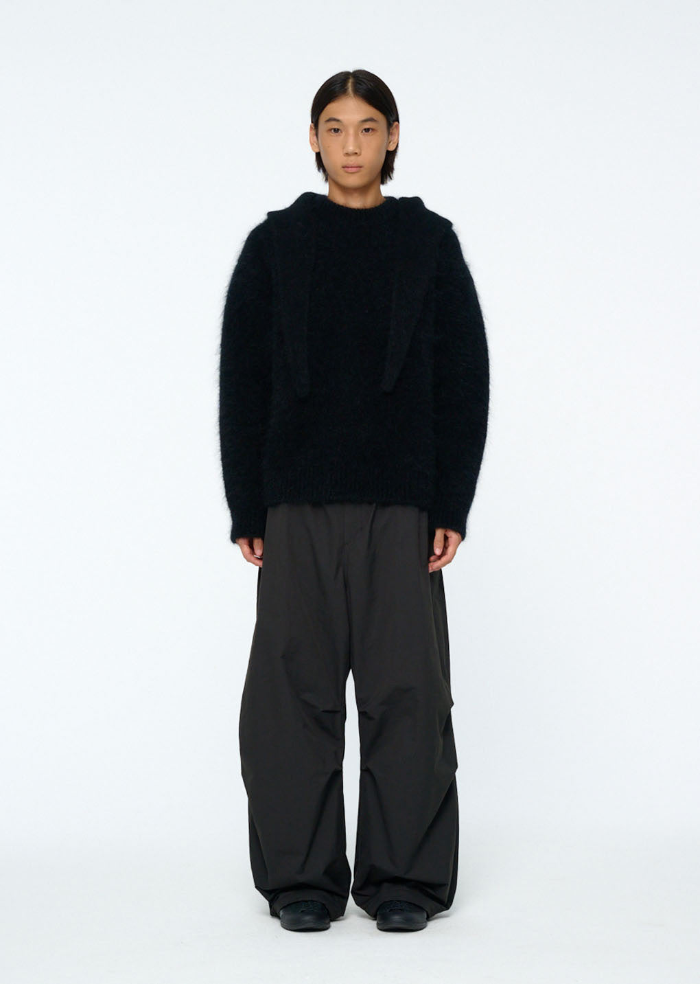 hairy rounded pullover, black hover