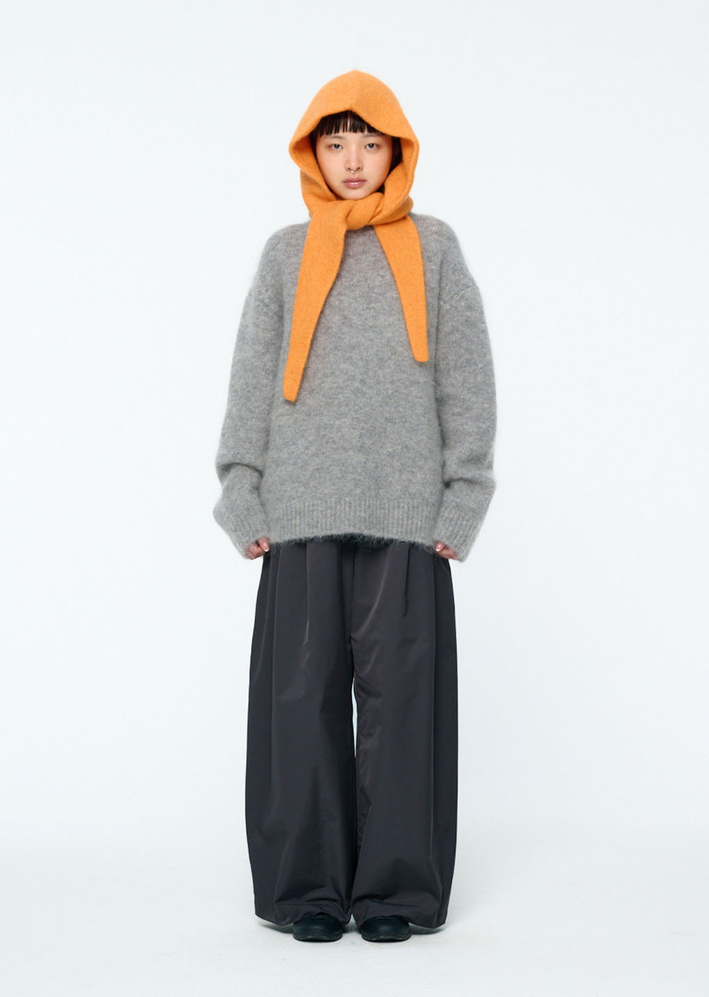 hairy rounded pullover, melange grey hover