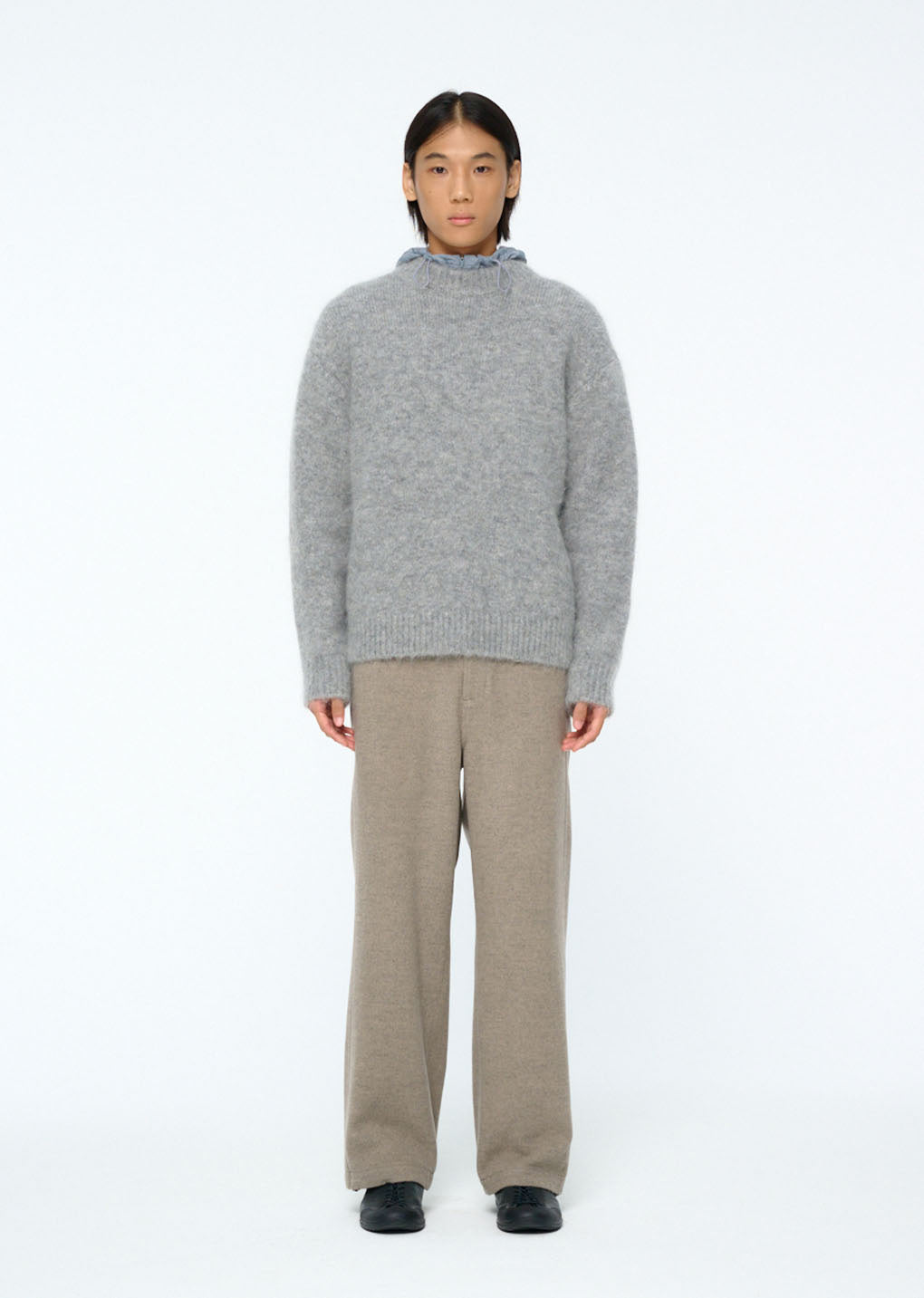 hairy rounded pullover, melange grey hover