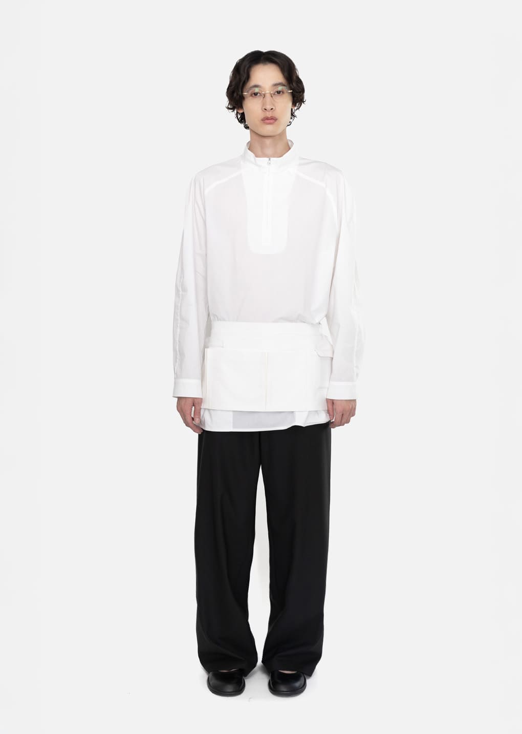 half neck tunic shirt, white hover