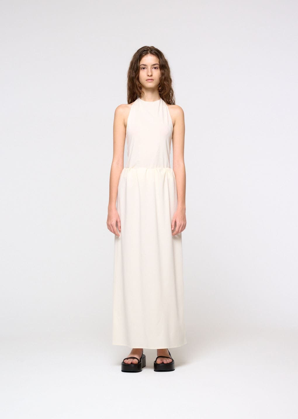 jersey halter neck top, ivory hover