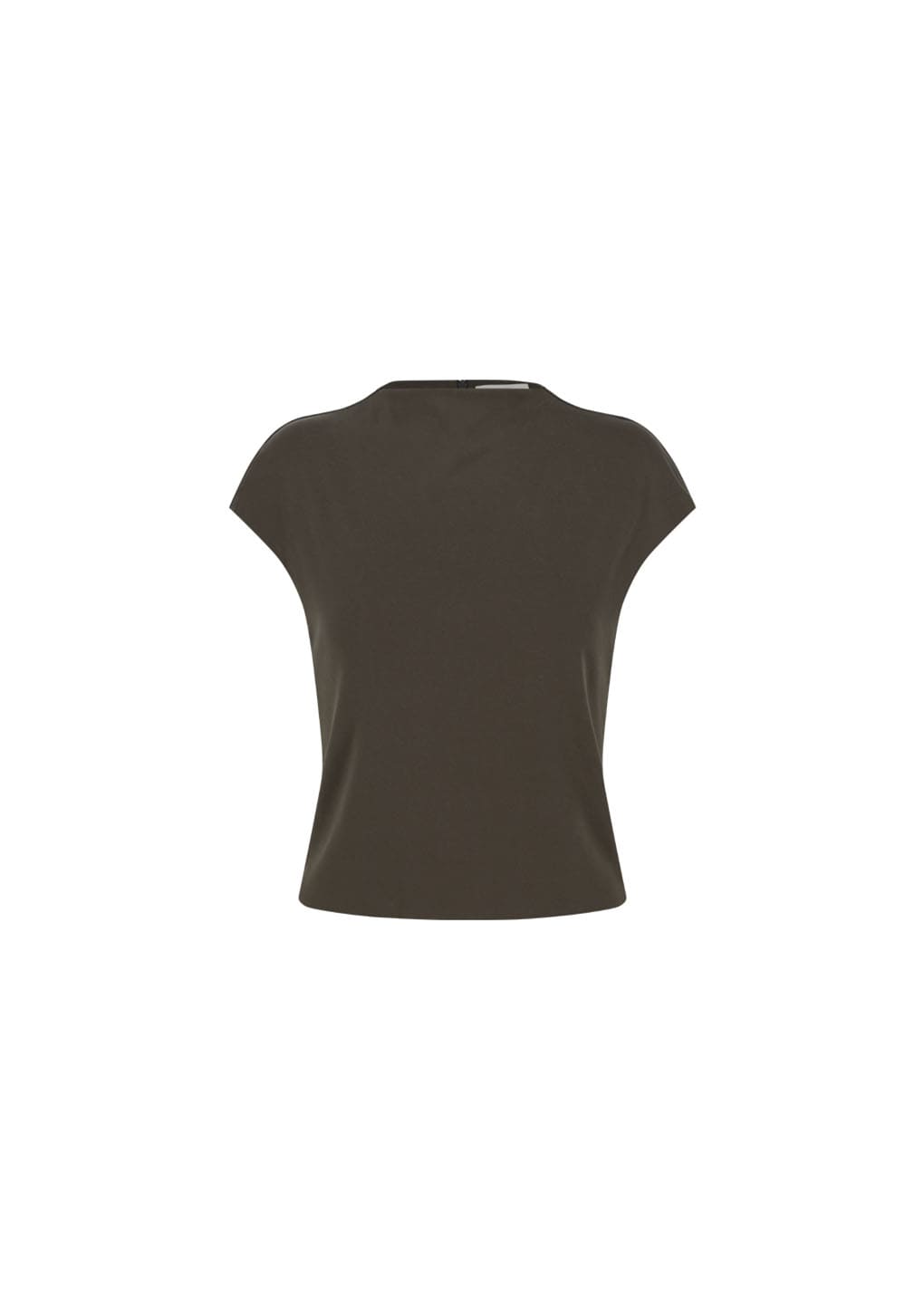 jersey mock neck top, brown