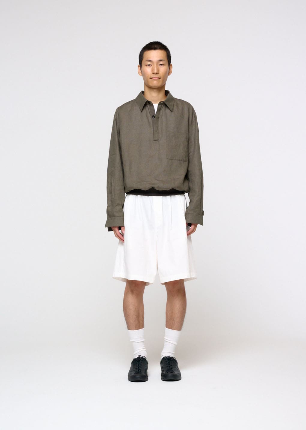 linen pullover, khaki hover