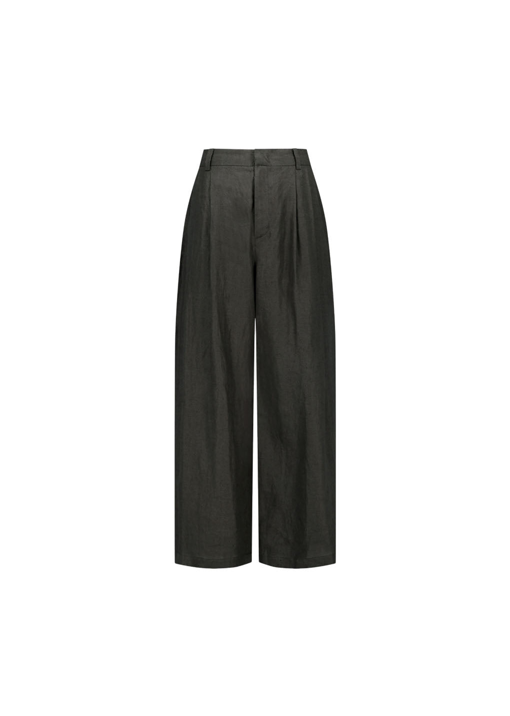 linen two tuck wide pants, khaki grey