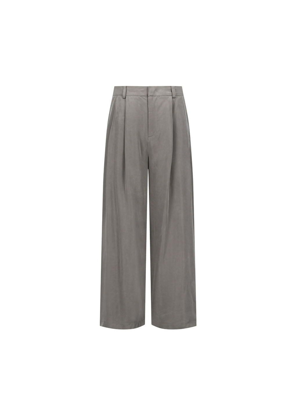 men's cupro two tuck wide pants, grey