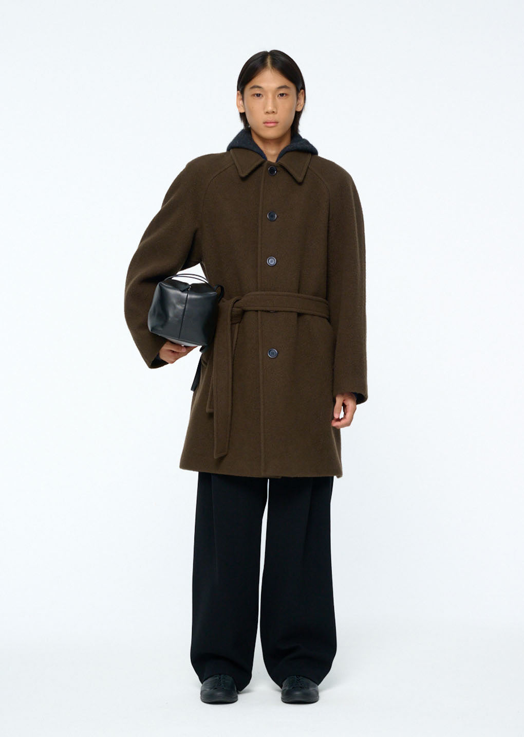 mens raglan coat, brown hover