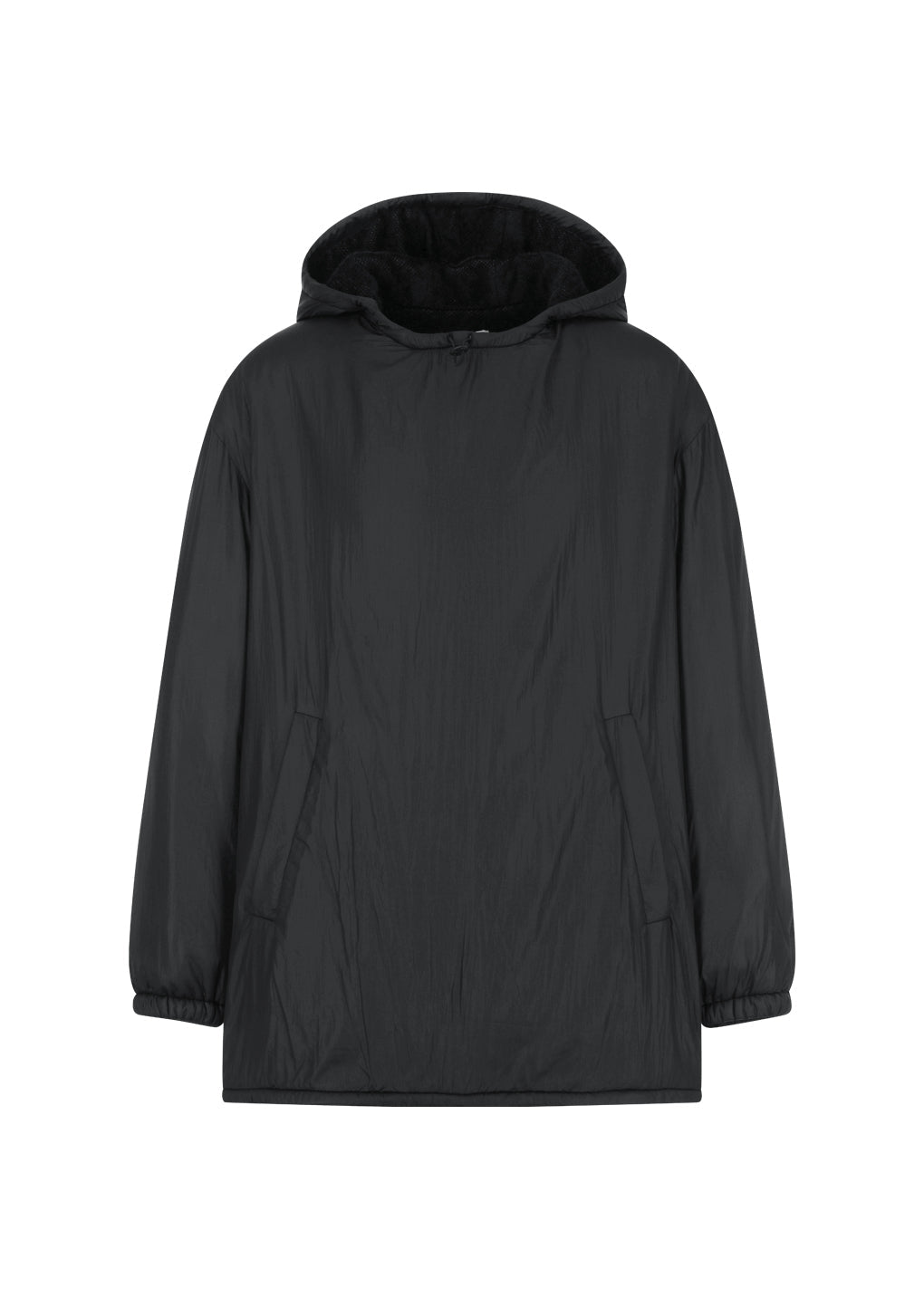 nylon reversible padded poncho, black
