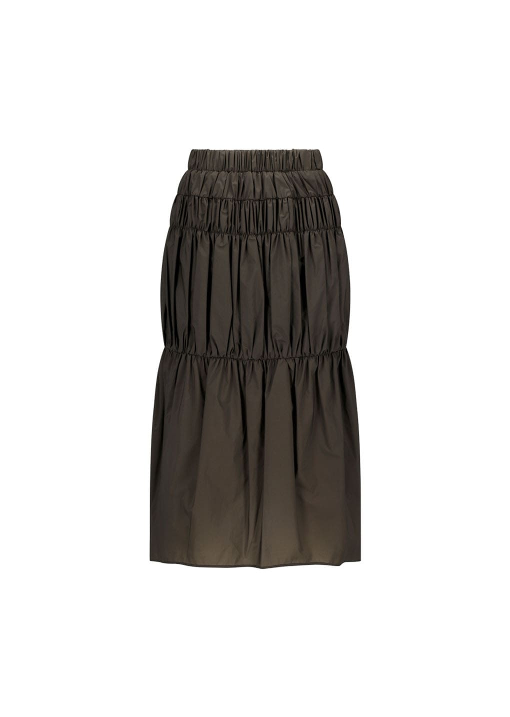 nylon shirring skirt, brown