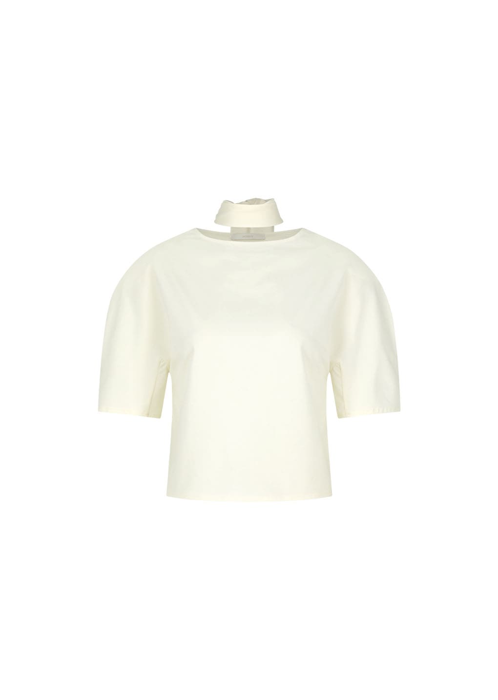 padded jersey top, ivory