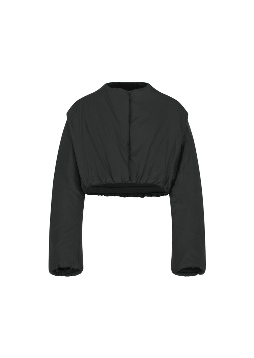 padded nylon crop jumper, black