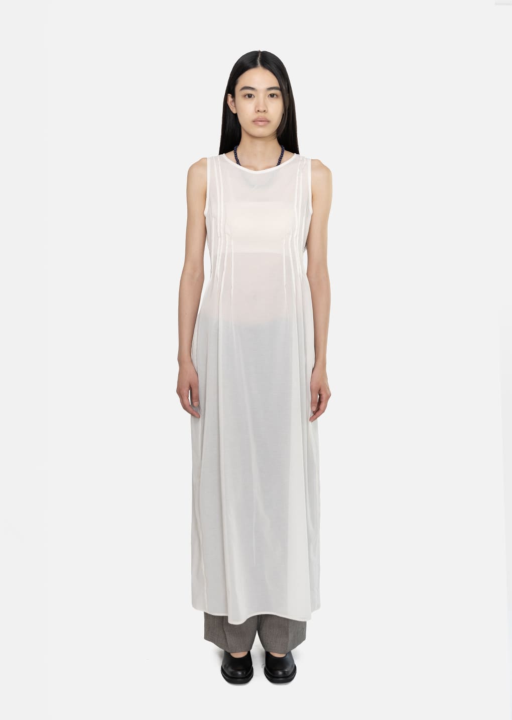 pintuck dress, ivory hover