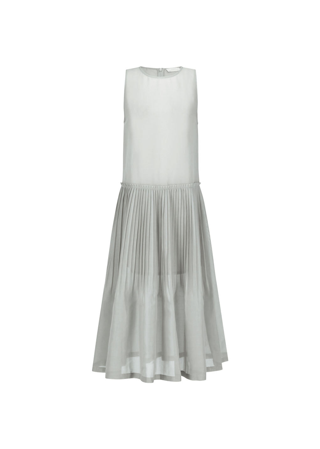 pleated sleeveless dress, grey
