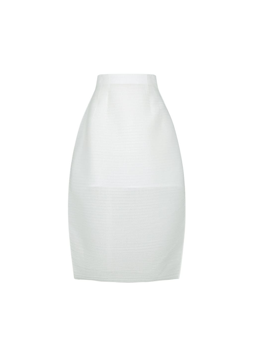 pleats curved skirt, white